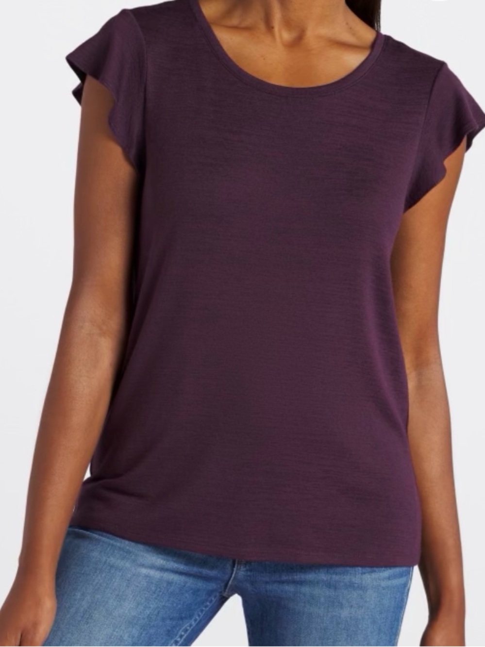 Market & Spruce Flutter Sleeve Tee in Deep Plum